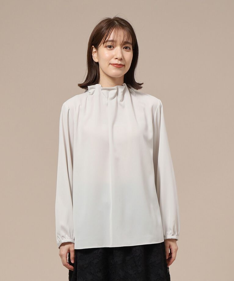 SHOO･LA･RUE「【S-3L/通勤/デイリー/セレモニーにも】フリルスタンドカラーブラウス【CIRCRIC】」|シャツ・ブラウス|