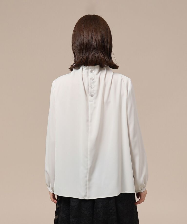 SHOO･LA･RUE「【S-3L/通勤/デイリー/セレモニーにも】フリルスタンドカラーブラウス【CIRCRIC】」|シャツ・ブラウス|