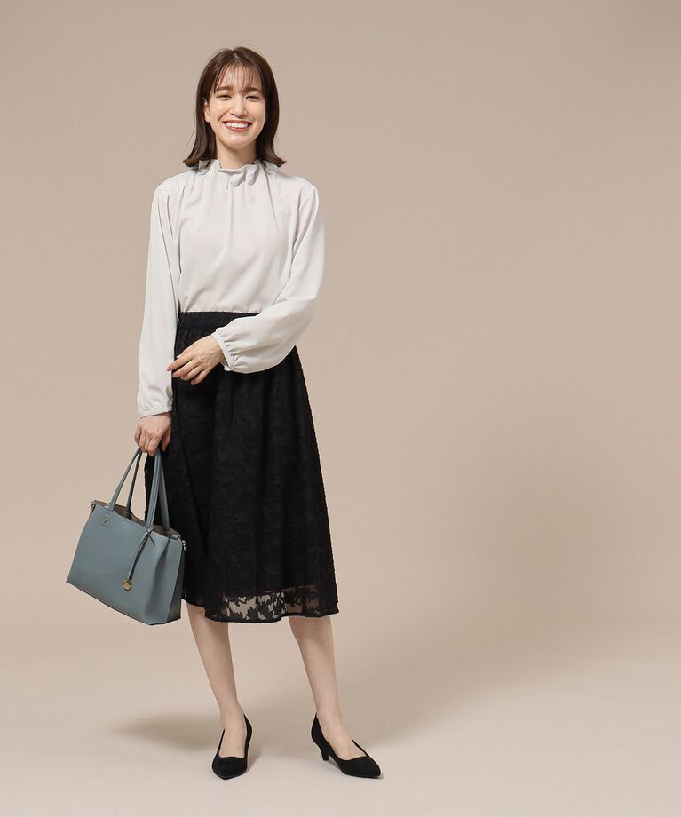SHOO･LA･RUE「【S-3L/通勤/デイリー/セレモニーにも】フリルスタンドカラーブラウス【CIRCRIC】」|シャツ・ブラウス|