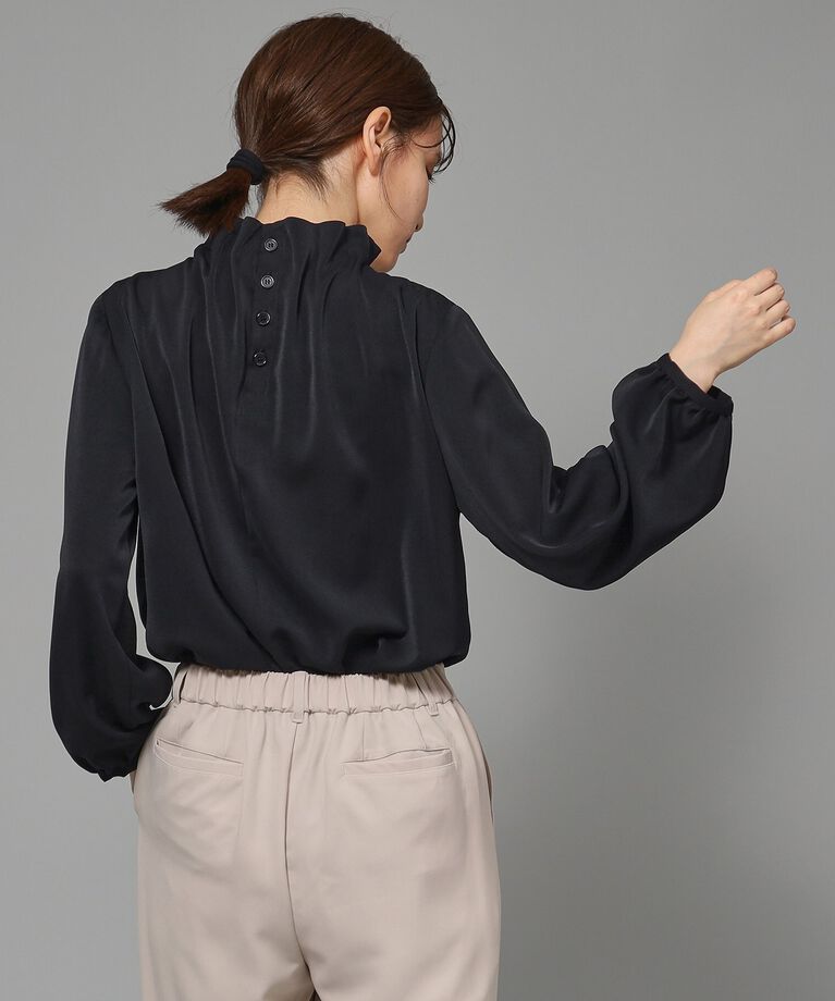 SHOO･LA･RUE「【S-3L/通勤/デイリー/セレモニーにも】フリルスタンドカラーブラウス【CIRCRIC】」|シャツ・ブラウス|