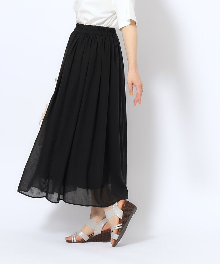 SHOO･LA･RUE「【歩くたび揺れる】上品な透け感カラーボイルスカート」|スカート|