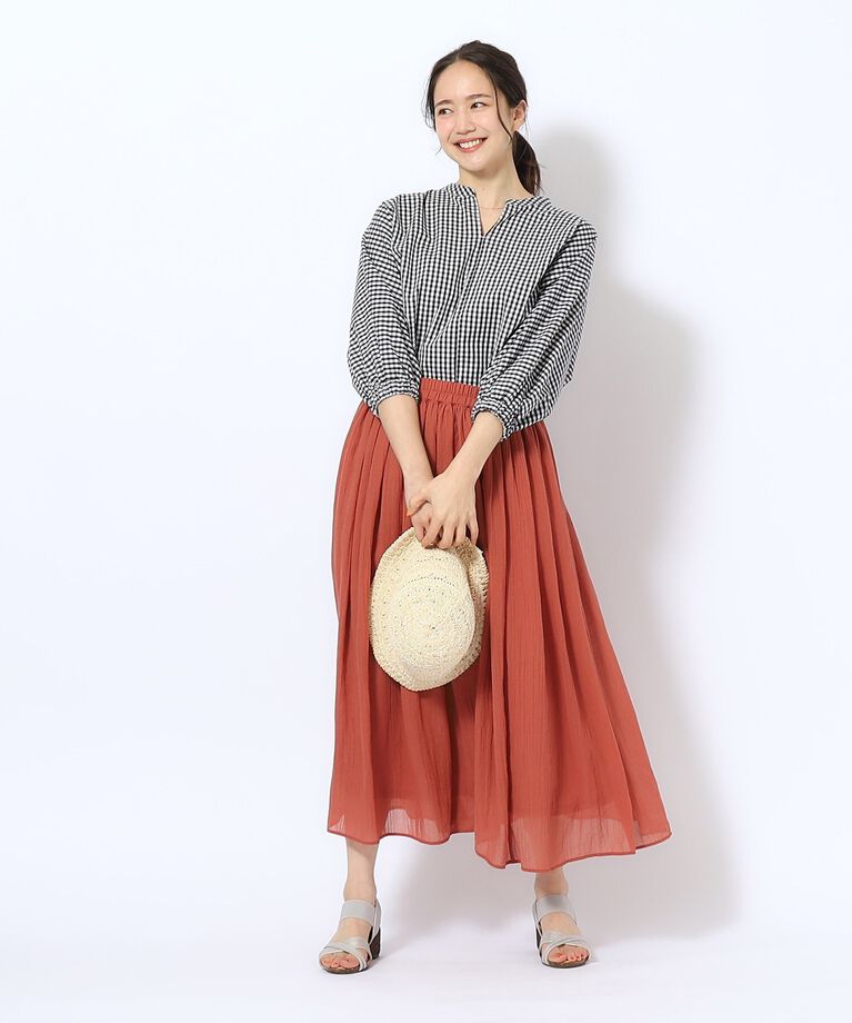 SHOO･LA･RUE「【歩くたび揺れる】上品な透け感カラーボイルスカート」|スカート|