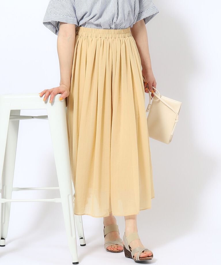 SHOO･LA･RUE「【歩くたび揺れる】上品な透け感カラーボイルスカート」|スカート|イエロー(032)