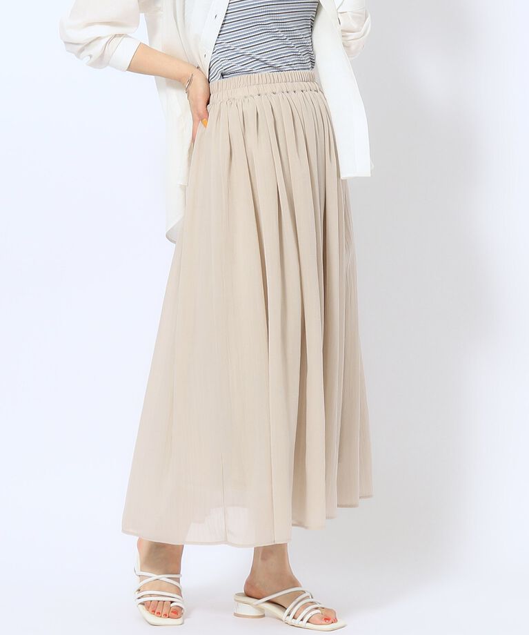 SHOO･LA･RUE「【歩くたび揺れる】上品な透け感カラーボイルスカート」|スカート|ベージュ(052)