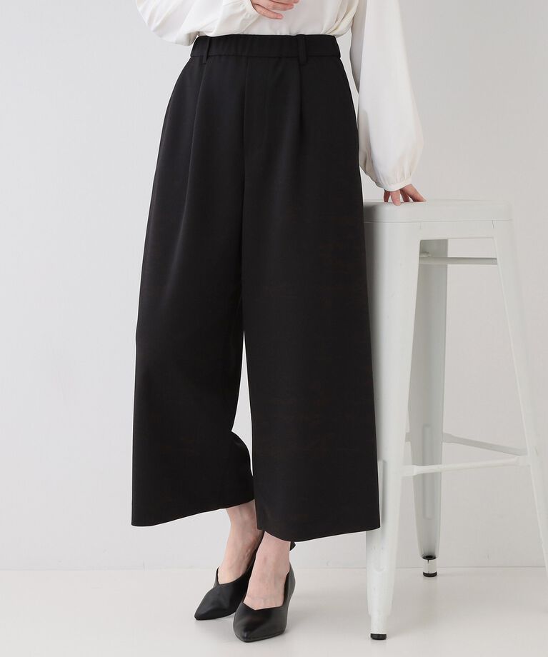 SHOO･LA･RUE「【洗える/S-3L/セットアップ可】セレモニーからデイリーに カットジョーゼット ワイドパンツ」|その他|ブラック(019)