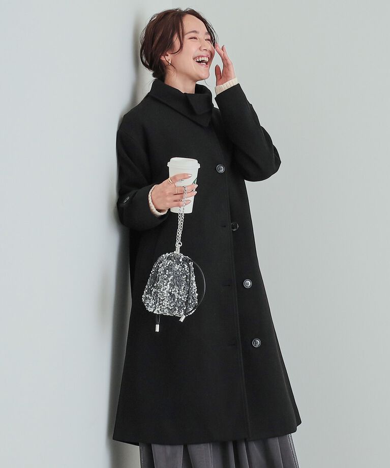 SHOO･LA･RUE「大人のお出かけスタイルに あったかウール調 スタンドカラーコート」|その他|ﾌﾞﾗｯｸ(019)