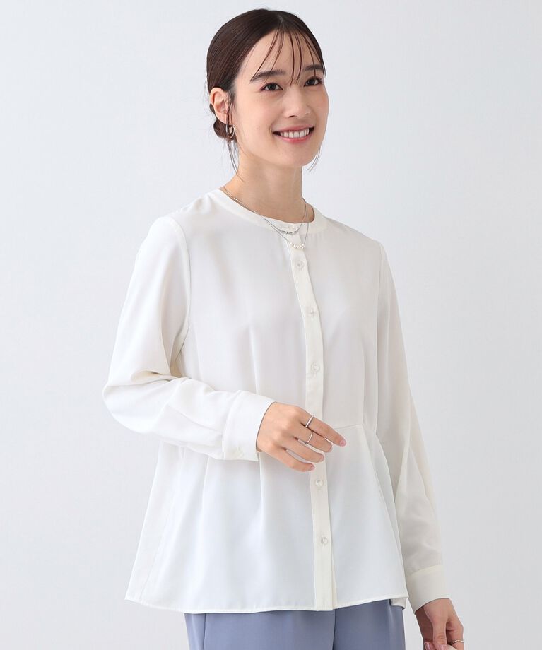 SHOO･LA･RUE「【S-3L】さらり軽やか インせず決まる ペプラムブラウス」|シャツ・ブラウス|ｵﾌﾎﾜｲﾄ(003)