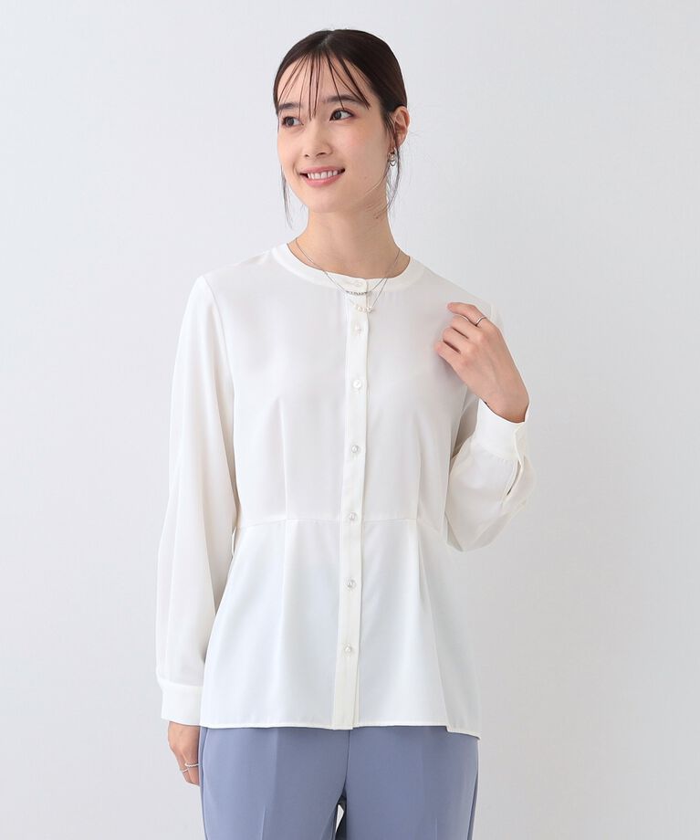 SHOO･LA･RUE「【S-3L】さらり軽やか インせず決まる ペプラムブラウス」|シャツ・ブラウス|