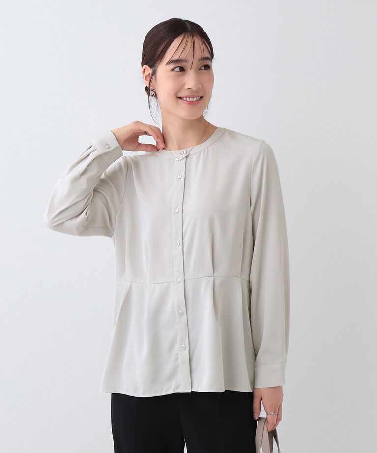 SHOO･LA･RUE「【S-3L】さらり軽やか インせず決まる ペプラムブラウス」|シャツ・ブラウス|