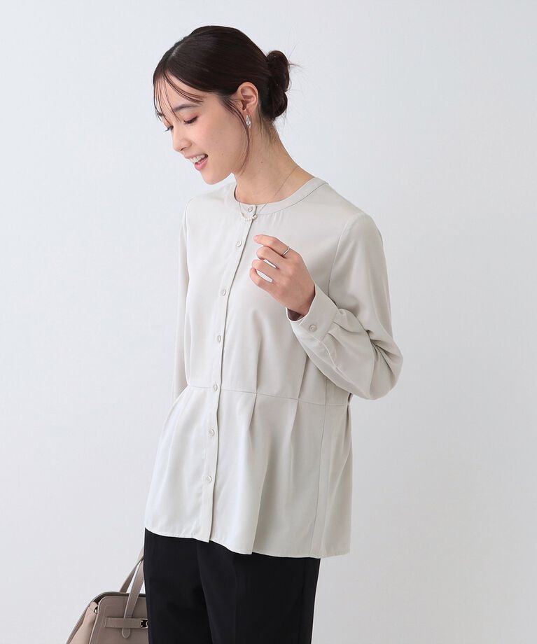 SHOO･LA･RUE「【S-3L】さらり軽やか インせず決まる ペプラムブラウス」|シャツ・ブラウス|