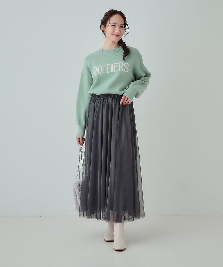 SHOO･LA･RUE「【洗える/ちくちくしにくい/静電気軽減】スウェットライク ロゴニット」|ニット・セーター|