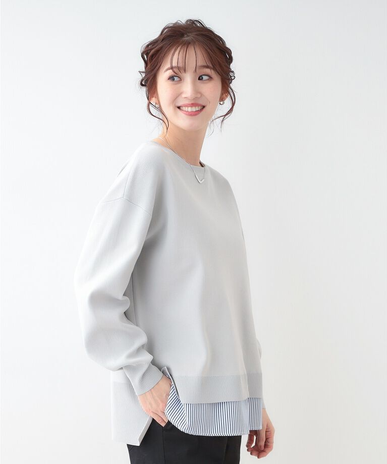 SHOO･LA･RUE「【洗える】一枚で簡単こなれ見え スポンディッシュ 裾レイヤード風ニット」|ニット・セーター|