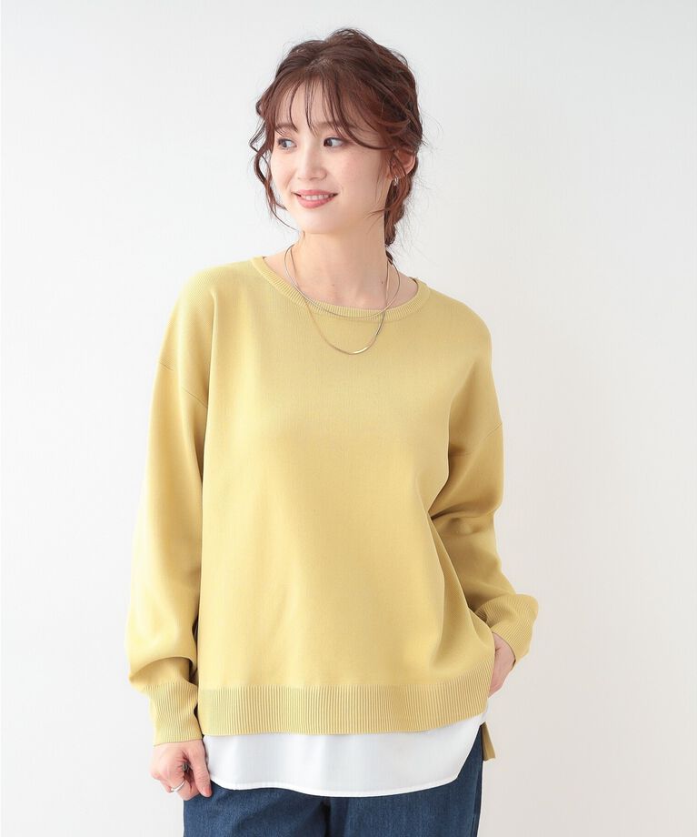 SHOO･LA･RUE「【洗える】一枚で簡単こなれ見え スポンディッシュ 裾レイヤード風ニット」|ニット・セーター|