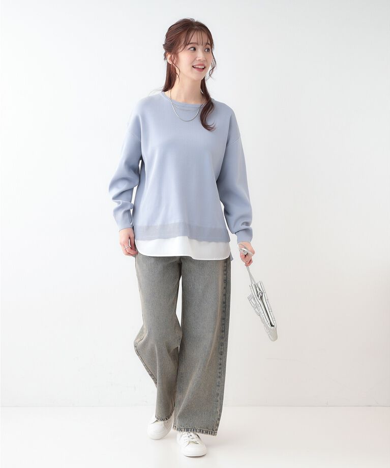 SHOO･LA･RUE「【洗える】一枚で簡単こなれ見え スポンディッシュ 裾レイヤード風ニット」|ニット・セーター|