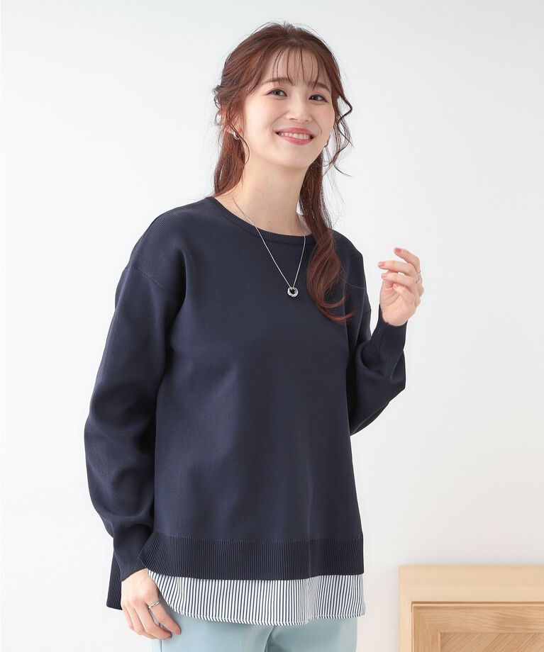 SHOO･LA･RUE「【洗える】一枚で簡単こなれ見え スポンディッシュ 裾レイヤード風ニット」|ニット・セーター|