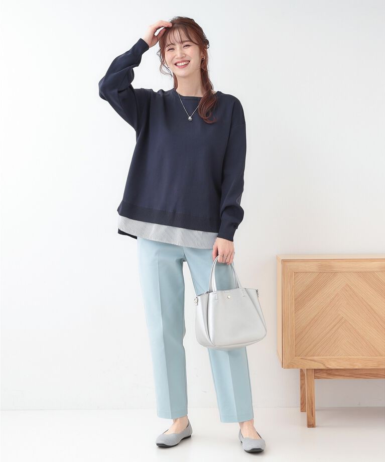 SHOO･LA･RUE「【洗える】一枚で簡単こなれ見え スポンディッシュ 裾レイヤード風ニット」|ニット・セーター|