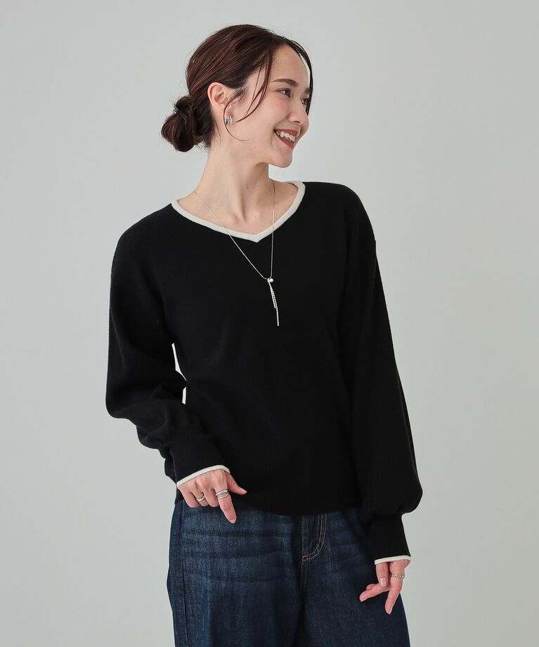 SHOO･LA･RUE「【洗える/高レビュー】きれいめスタイルに 女性らしく好印象 Vネックニット」|ニット・セーター|
