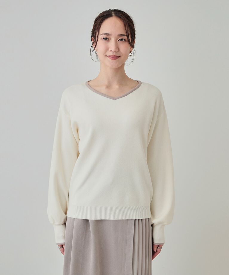 SHOO･LA･RUE「【洗える/高レビュー】きれいめスタイルに 女性らしく好印象 Vネックニット」|ニット・セーター|