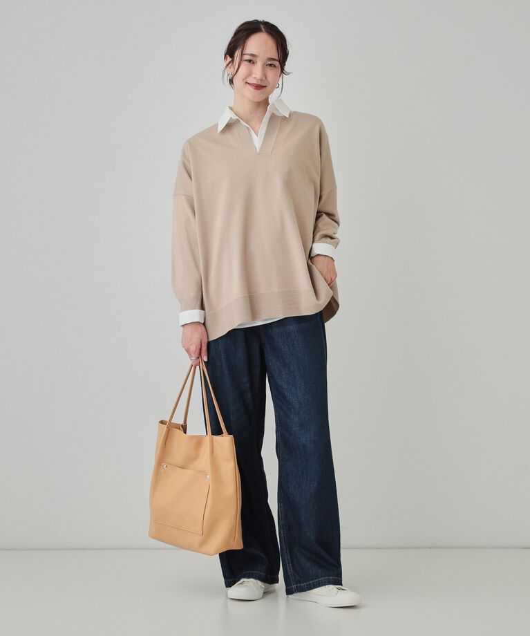 SHOO･LA･RUE「【洗える】レイヤードコーデも楽しめる もちもちVネックニット」|ニット・セーター|