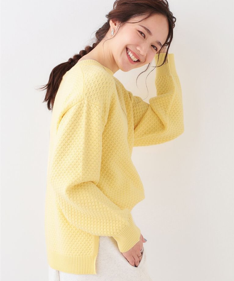 SHOO･LA･RUE「【高レビュー/洗える/S-LL】ポコポコの表面感が魅力 ラーベン柄ニット」|ニット・セーター|