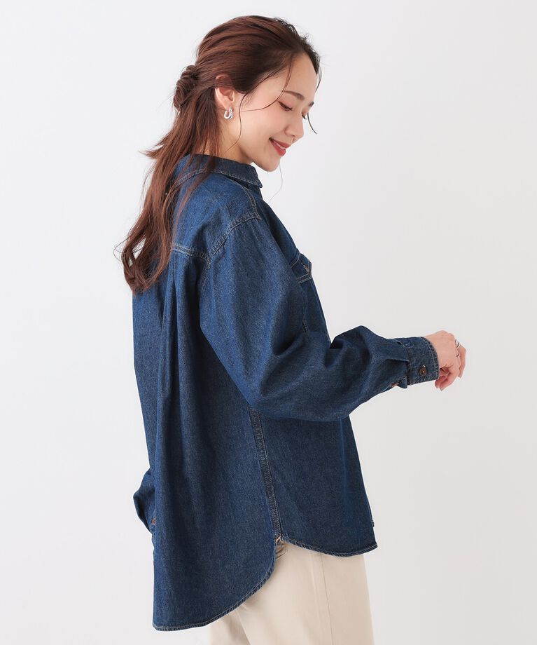 SHOO･LA･RUE「【洗える/S-LL】大人のこなれコーデに やわらかデニムシャツ」|シャツ・ブラウス|