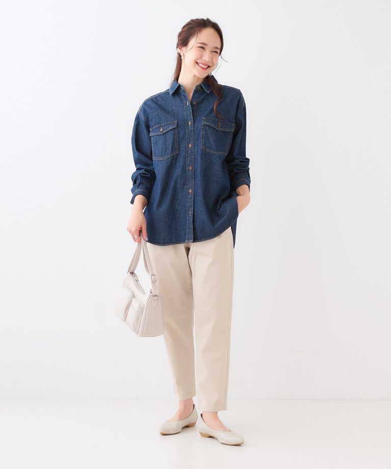 SHOO･LA･RUE「【洗える/S-LL】大人のこなれコーデに やわらかデニムシャツ」|シャツ・ブラウス|