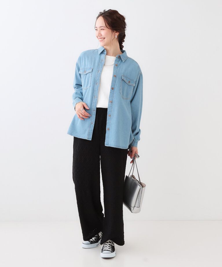 SHOO･LA･RUE「【洗える/S-LL】大人のこなれコーデに やわらかデニムシャツ」|シャツ・ブラウス|