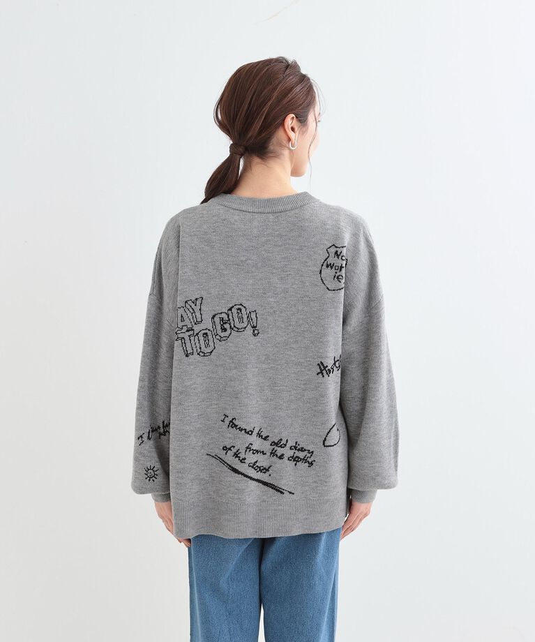 SHOO･LA･RUE「【S-LL/体型カバー】刺繍アソート Vネック ゆるニットカーディガン」|カーディガン|