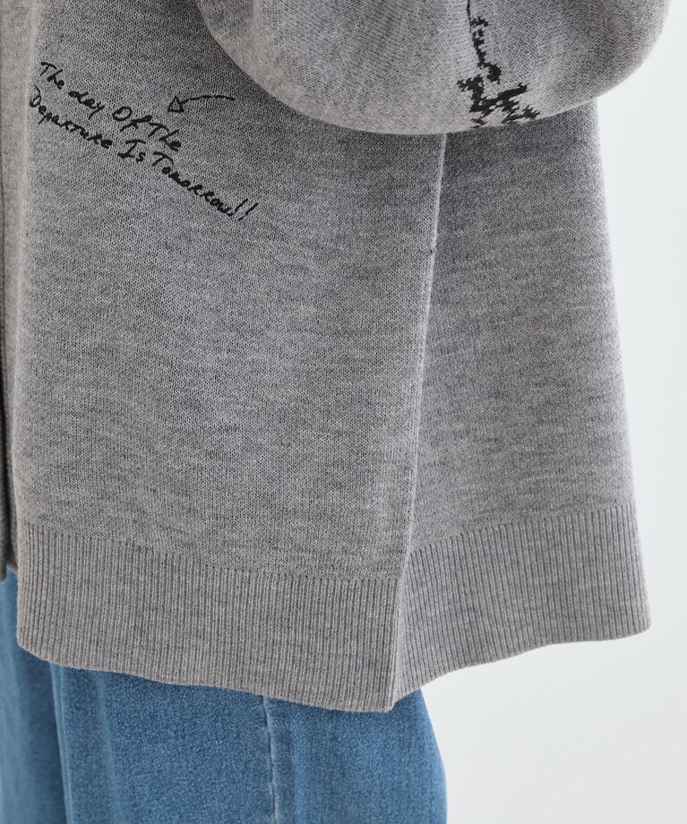 SHOO･LA･RUE「【S-LL/体型カバー】刺繍アソート Vネック ゆるニットカーディガン」|カーディガン|