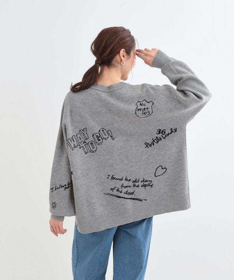 SHOO･LA･RUE「【S-LL/体型カバー】刺繍アソート Vネック ゆるニットカーディガン」|カーディガン|