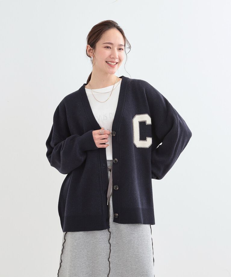 SHOO･LA･RUE「【S-LL/体型カバー】刺繍アソート Vネック ゆるニットカーディガン」|カーディガン|