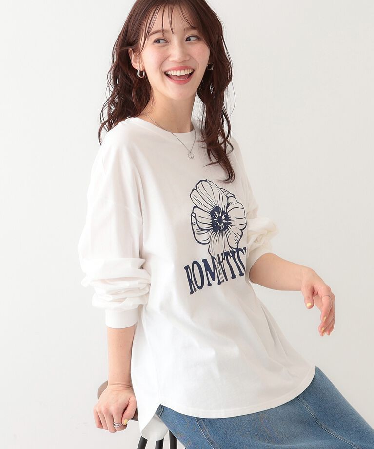 SHOO･LA･RUE「【洗える】1枚でもレイヤードでも 選べる5柄 BIGロンT」|Tシャツ・カットソー|ホワイト(401)