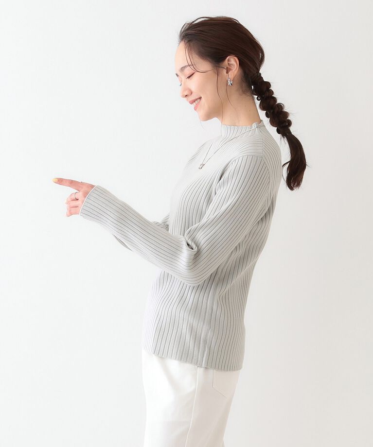 SHOO･LA･RUE「【洗える/S-LL】一枚でもインナーでも プチハイネック リブニット」|ニット・セーター|