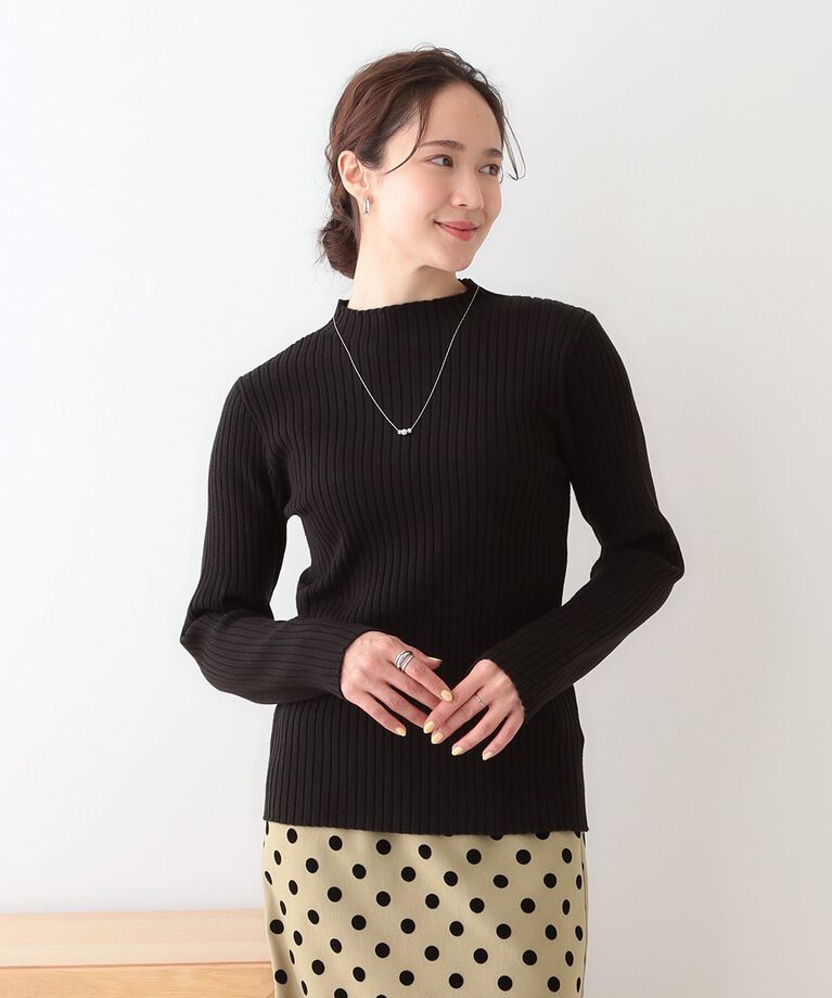 SHOO･LA･RUE「【洗える/S-LL】一枚でもインナーでも プチハイネック リブニット」|ニット・セーター|