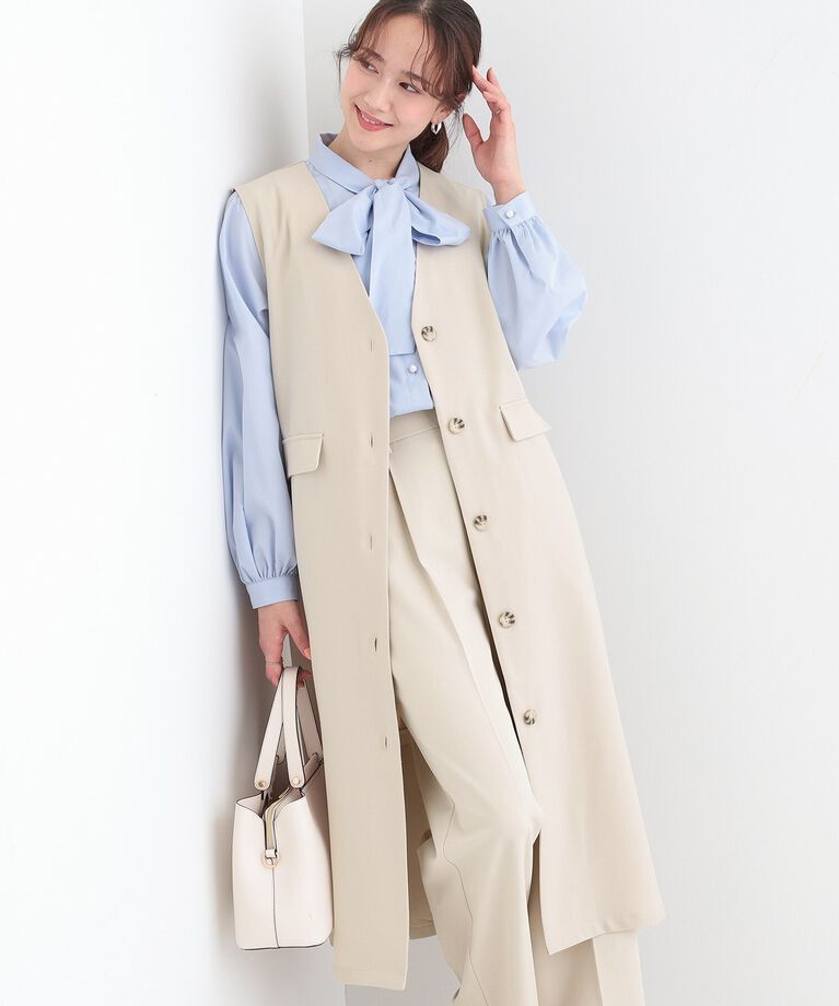 SHOO･LA･RUE「【S-LL/2WAY】ジャンドレにもなるロングジレ」|ベスト・ジレ|ライトベージュ(05