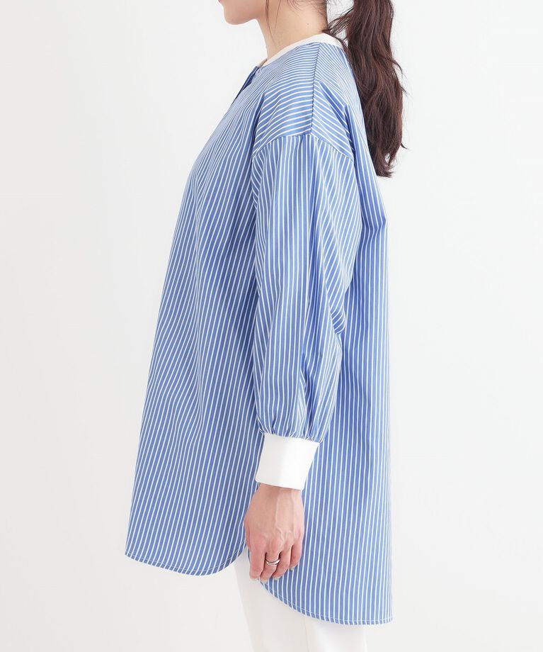 SHOO･LA･RUE「【洗える/S-LL】リブでこなれ感 ゆるっと着られる ロングシャツ」|チュニック|