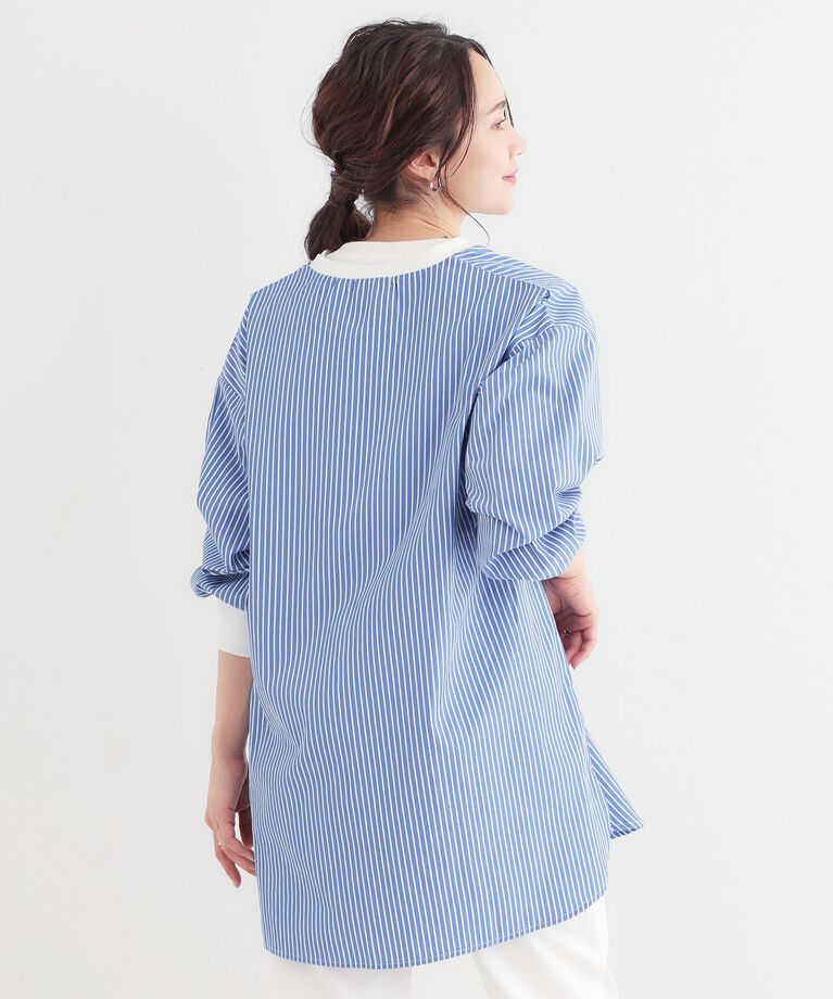 SHOO･LA･RUE「【洗える/S-LL】リブでこなれ感 ゆるっと着られる ロングシャツ」|チュニック|