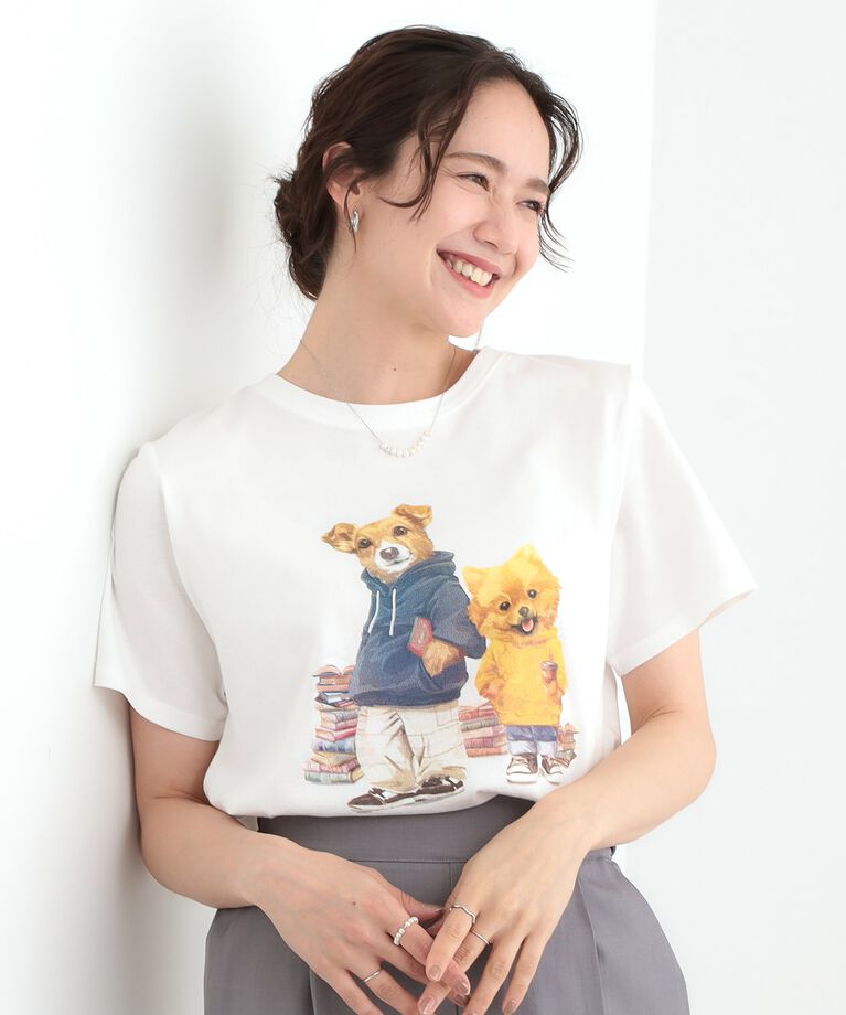 SHOO･LA･RUE「【洗える/S-LL】デイリーカジュアルに プリントアソート ベーシックTシャツ」|Tシャツ・カットソー|