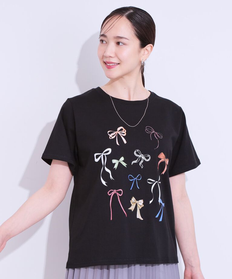 SHOO･LA･RUE「【洗える/S-LL】デイリーカジュアルに プリントアソート ベーシックTシャツ」|Tシャツ・カットソー|