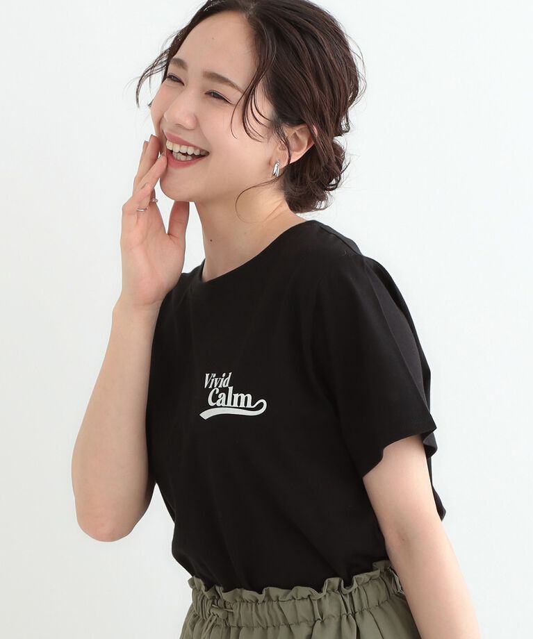 SHOO･LA･RUE「【洗える/S-LL】デイリーカジュアルに プリントアソート ベーシックTシャツ」|Tシャツ・カットソー|ブラック(419)