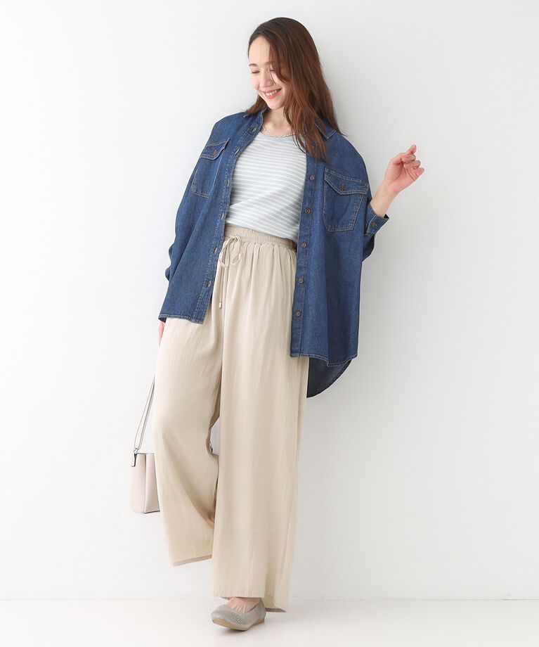 SHOO･LA･RUE「【S-LL/着丈選べる】 マットサテンワイドパンツ」|その他|