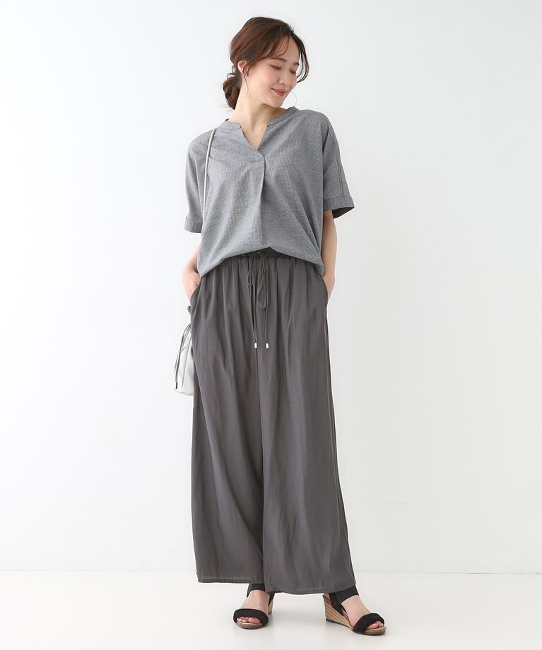 SHOO･LA･RUE「【S-LL/着丈選べる】 マットサテンワイドパンツ」|その他|