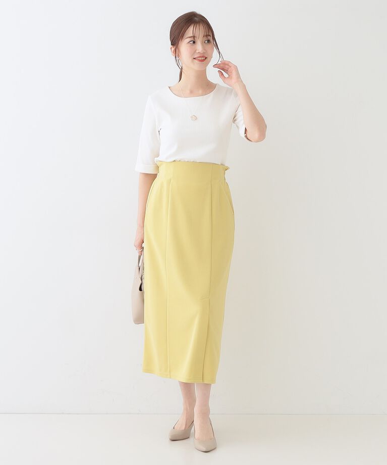 SHOO･LA･RUE「【洗える】洗濯後しわになりにくい カットジョーゼット ナロースカート」|スカート|