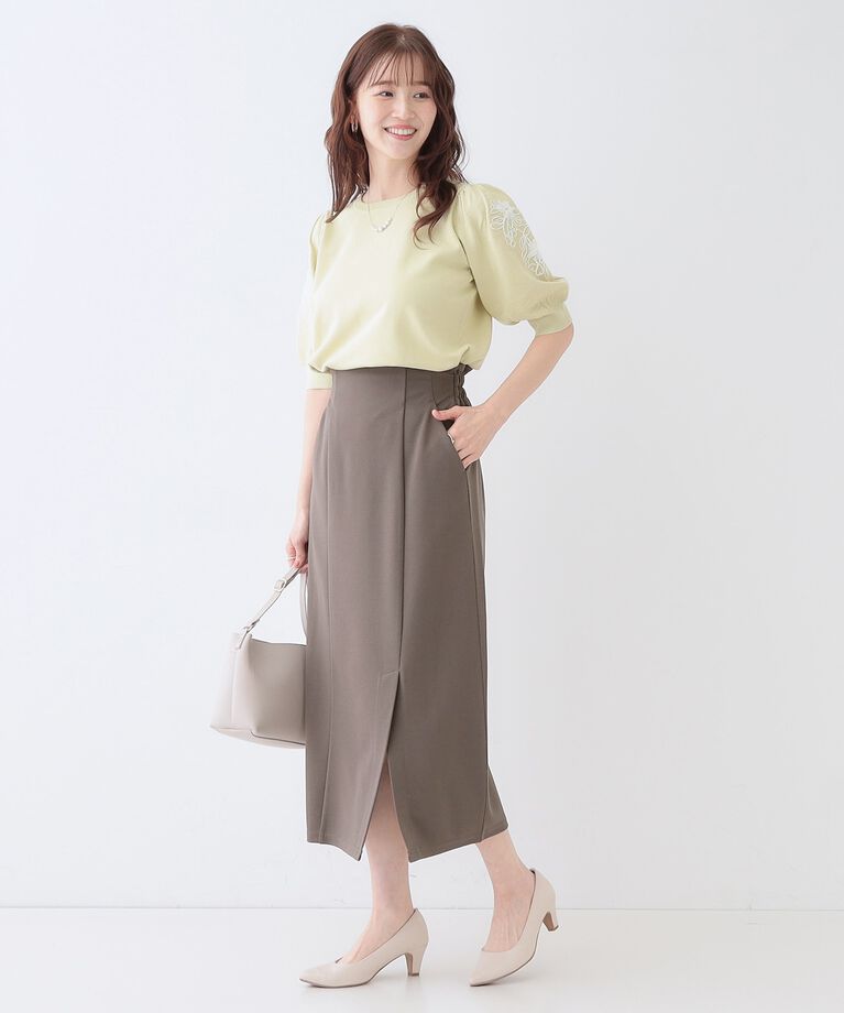 SHOO･LA･RUE「【洗える】洗濯後しわになりにくい カットジョーゼット ナロースカート」|スカート|