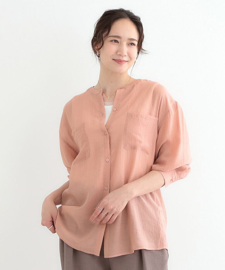 SHOO･LA･RUE「大人のシアー感 バンドカラーシャツ」|シャツ・ブラウス|