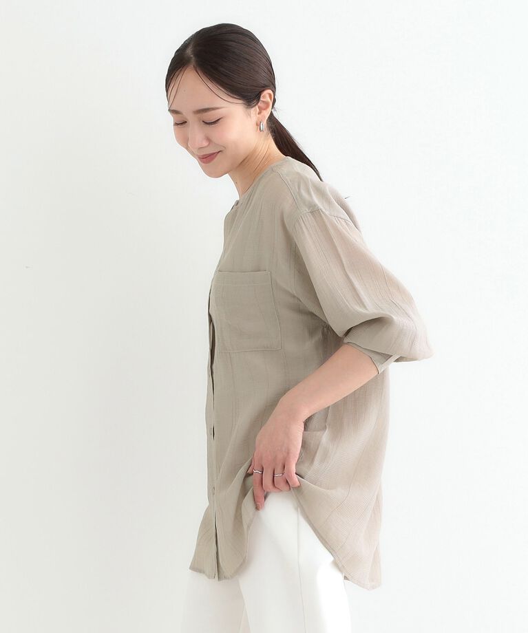 SHOO･LA･RUE「大人のシアー感 バンドカラーシャツ」|シャツ・ブラウス|