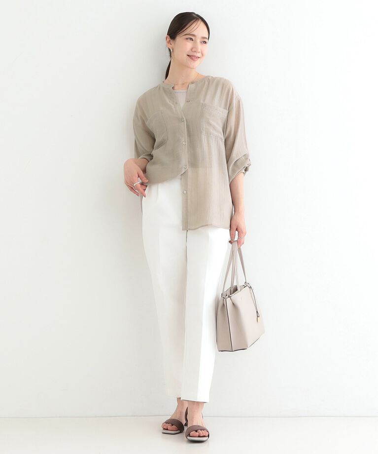 SHOO･LA･RUE「大人のシアー感 バンドカラーシャツ」|シャツ・ブラウス|