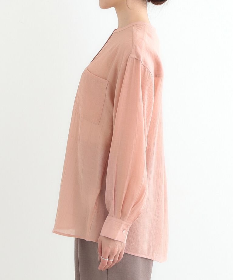 SHOO･LA･RUE「大人のシアー感 バンドカラーシャツ」|シャツ・ブラウス|