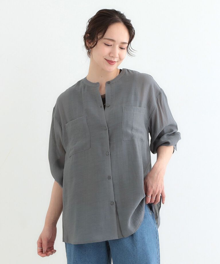 SHOO･LA･RUE「大人のシアー感 バンドカラーシャツ」|シャツ・ブラウス|