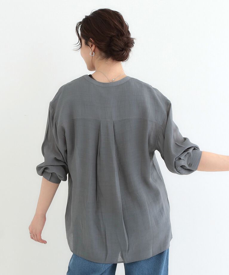 SHOO･LA･RUE「大人のシアー感 バンドカラーシャツ」|シャツ・ブラウス|